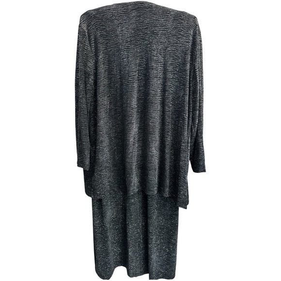 Susan Lawrence Black and Silver Glitter Knit Dress and Jacket Set XL - Picture 8 of 8